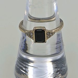 ✨3 for 25✨Black Emerald Cut Side Crystal Gold Ring